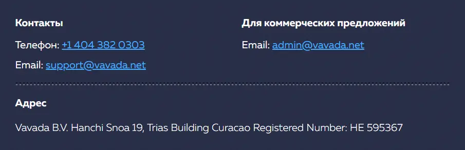 Служба поддержки Vavada